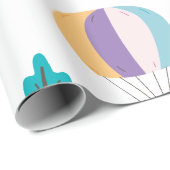 かわいいカートゥーンゾウの熱気球と木 ラッピングペーパー (ロールコーナー)