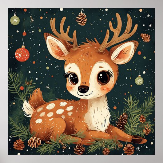 かわいいカートゥーンディアーフェスティバルリース ポスター (正面)