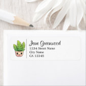 かわいいカートゥーンハウスプラントの名前と住所 ラベル (インサイチュ)