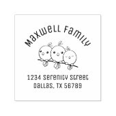 かわいいカートゥーンバードのアーチ型ファミリーアドレス セルフインキングスタンプ (デザイン)