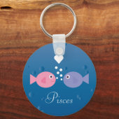 かわいいカートゥーンフィッシュ魚座〔占星術の〕十二宮図サインカスタム キーホルダー (正面)