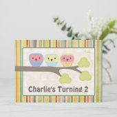 かわいいカートゥーンフイルズバースデーパーティーレトロ招待状 招待状 (スタンド正面)