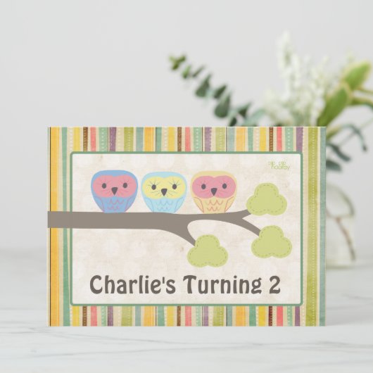 かわいいカートゥーンフイルズバースデーパーティーレトロ招待状 招待状 (スタンド正面)