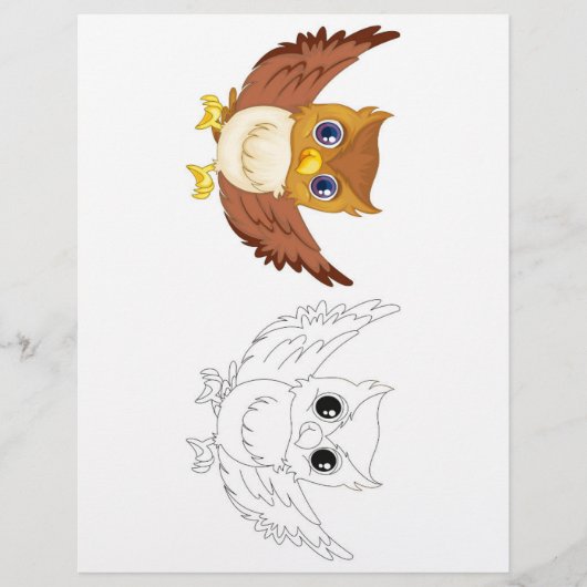 かわいいカートゥーンフクロウの着色ペー子供へジ チラシ (正面)