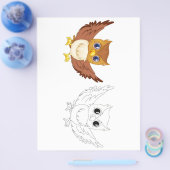 かわいいカートゥーンフクロウの着色ペー子供へジ チラシ (シングル)