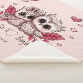 かわいいカートゥーンフクロウ愛好家ハートバレンタインデー シェルパブランケット (3/4)