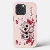 かわいいカートゥーンフクロウ愛好家ハートバレンタインデー Case-Mate iPhoneケース (裏面)