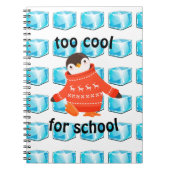 かわいいカートゥーンペンギン「学校なんて、やめてやる!」子供用 ノートブック (正面)