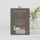 かわいいカートゥーンライノセロス写真子供の誕生日パーティー 招待状 (スタンド正面)