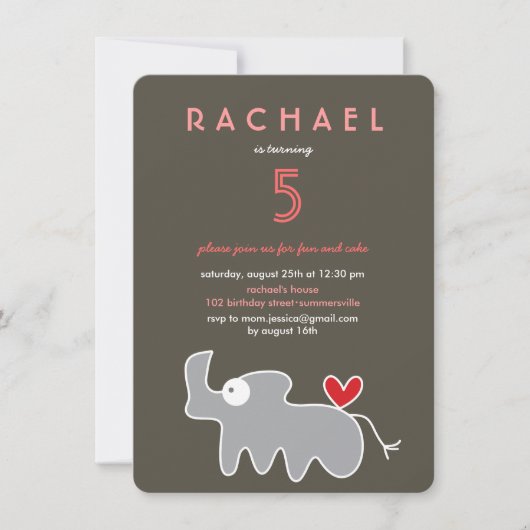 かわいいカートゥーンライノセロス写真子供の誕生日パーティー 招待状 (正面)