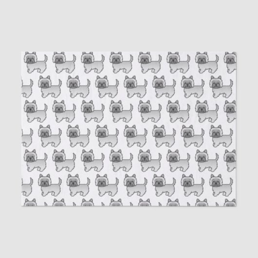 かわいいカートゥーン犬のグレーのケアン・テリア柄 薄葉紙 (正面)