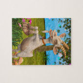かわいいカートゥーン ヤギ 庭の動物 アート ジグソーパズル (横)