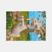 かわいいカートゥーン ヤギ 庭の動物 アート フリースブランケット (正面(横))