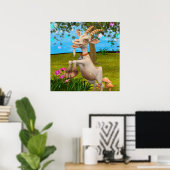 かわいいカートゥーン ヤギ 庭の動物 アート ポスター (ホームオフィス)