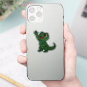 かわいいカートゥーン ヤモリ デカール 緑 (スマートフォン)