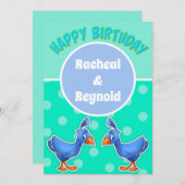 かわいいカートカードツイン誕生日カード サンキューカード (正面/裏面)