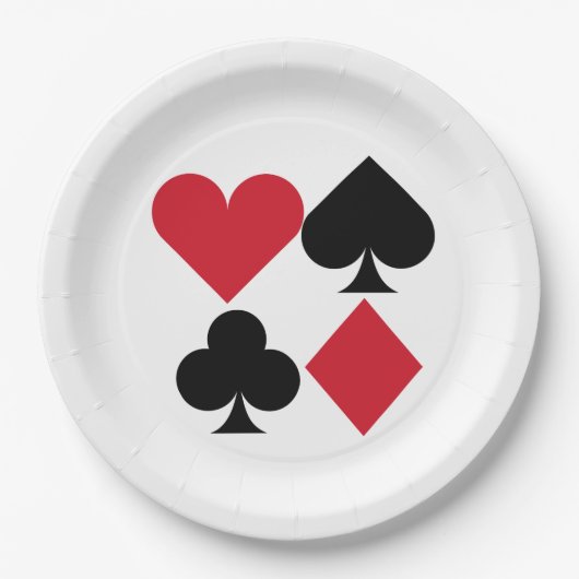かわいいカードスーツ賭博パーティー紙プレート ペーパープレート (正面)