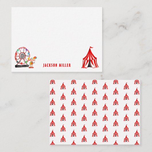 かわいいカーニバルサーカスのテントピエロバルーン子供 ノートカード (正面/裏面)
