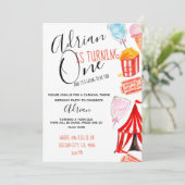 かわいいカーニバルサーカスの子供のパーティー 招待状 (スタンド正面)