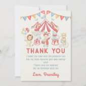 かわいいカーニバルサーカスショーの誕生日お礼カード サンキューカード (正面)