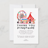 かわいいカーニバルサーカスショークロンボールお誕生日 サンキューカード (正面)