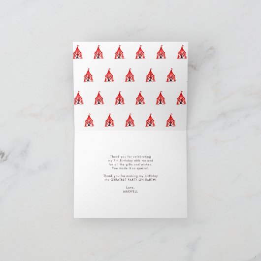 かわいいカーニバルサーカスショークロンボールお誕生日 サンキューカード (内部)