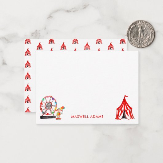 かわいいカーニバルサーカスショークロンボールーン子供たち ノートカード (正面/裏面インサイチュ)
