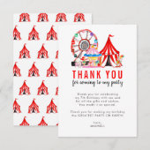 かわいいカーニバルサーカスショークロンボールーン誕生日 サンキューカード (正面/裏面)