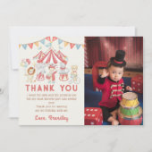 かわいいカーニバルサーカスショー誕生日写真 サンキューカード (正面)