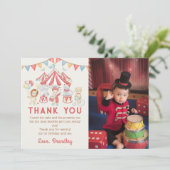 かわいいカーニバルサーカスショー誕生日写真 サンキューカード (スタンド正面)