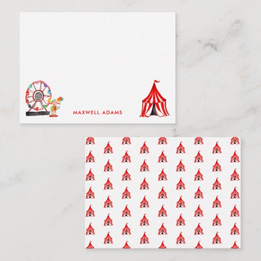 かわいいカーニバルサーカスピエロバルーン子供 ノートカード (正面/裏面)