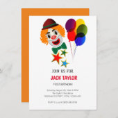 かわいいカーニバルサーカスピエロファースト誕生日キッズ 招待状 (正面/裏面)