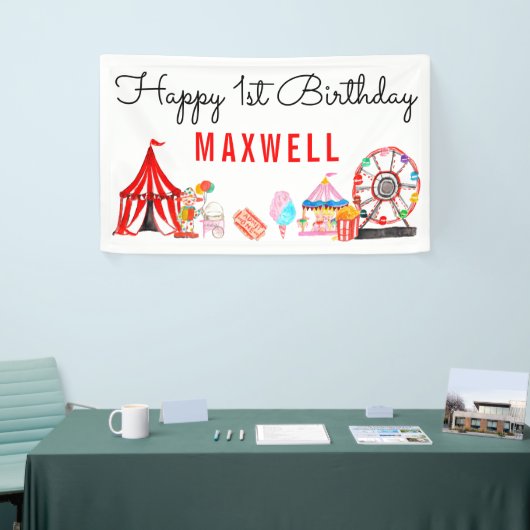 かわいいカーニバルサーカスフェスティバルショー子供の誕生日 横断幕 (トレードショー)