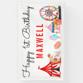 かわいいカーニバルサーカスフェスティバルショー子供の誕生日 横断幕 (縦)