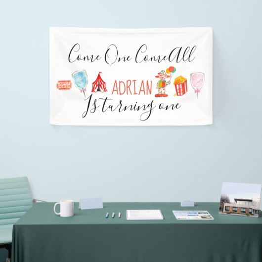 かわいいカーニバルサーカス誕生日パーティバナー 横断幕 (トレードショー)