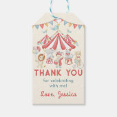 かわいいカーニバルサーカス&アニマルズ誕生日ありがとう ギフトタグ (正面)