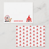 かわいいカーニバルサーカス テント ピエロ 風船 子どもたち ノートカード (正面/裏面)