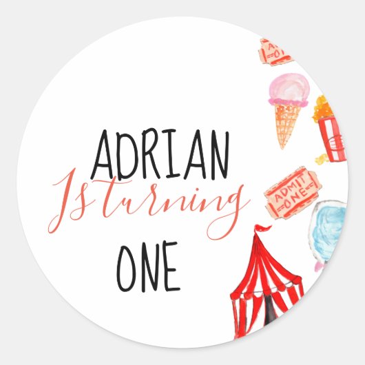 かわいいカーニバル誕生日パーティーのエンベロープシール ラウンドシール (正面)