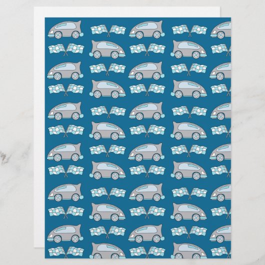 かわいいカーフィニッシュフラッグブルースクラップブック紙 (正面/裏面)