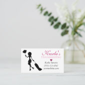 かわいいカーペットデザインメイドハウスクリーニングサービス 名刺 (スタンド正面)