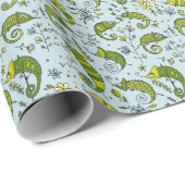 かわいいカーリーカメレオン爬虫類ラブリートカゲ ラッピングペーパー (ロールコーナー)