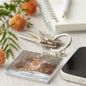 かわいいカーリーネームの猫の写真 キーホルダー (正面右)