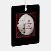 かわいいカール白い子犬のバレンタインデー赤 メタルオーナメント (正面右)