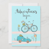 かわいいカー·ベイビー·シャワーの輸送の旅行少年の旗 招待状 (裏面)