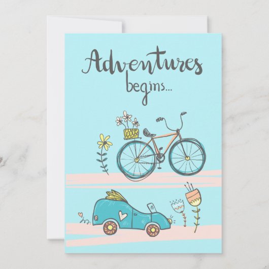 かわいいカー·ベイビー·シャワーの輸送の旅行少年の旗 招待状 (裏面)