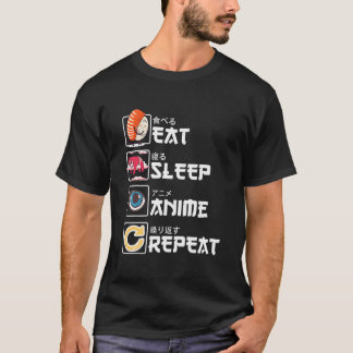 かわいいガサシハンドメイドアニメ寝るアニメリピートアニメ Tシャツ