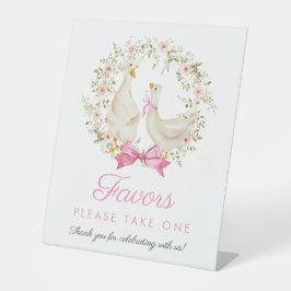 かわいいガチョウの女の子リースワイルドフラワースペリッジサイン 台座サイン