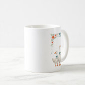 かわいいガチョウの家族の花柄マグカップ コーヒーマグカップ (正面右)
