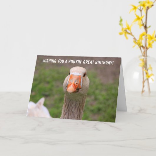 かわいいガチョウ誕生日カード カード (黄色い花)