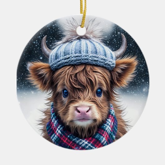 かわいいガニヤール牛素朴動物ファームハウス国 セラミックオーナメント (正面)